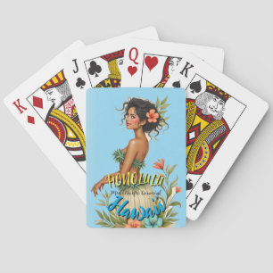 Vintag Style Hawaiian Travel Honolulu Hula Girl Spielkarten