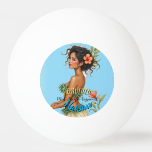 Vintag Style Hawaiian Travel Honolulu Hula Girl Tischtennisball