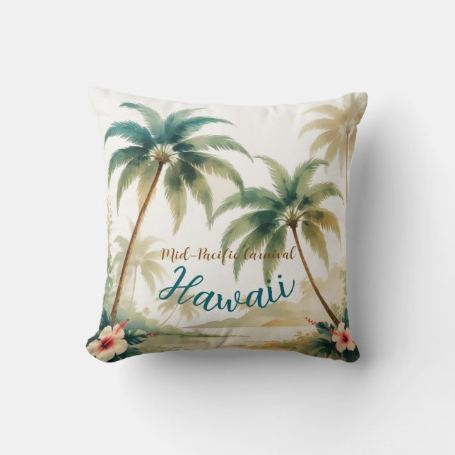 Vintag Style Hawaiian Travel Honolulu Kissen (Vorderseite)
