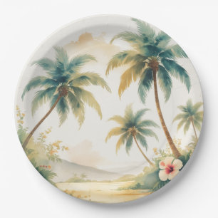 Vintag Style Hawaiian Travel Honolulu Pappteller