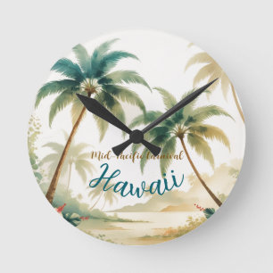 Vintag Style Hawaiian Travel Honolulu Runde Wanduhr