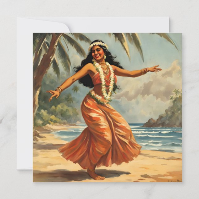 Vintag Style Hawaiian Travel Hula Girl Dancing (Vorderseite)