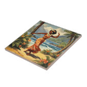 Vintag Style Hawaiian Travel Hula Girl Dancing Fliese (Seite)