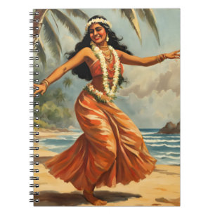 Vintag Style Hawaiian Travel Hula Girl Dancing Notizblock