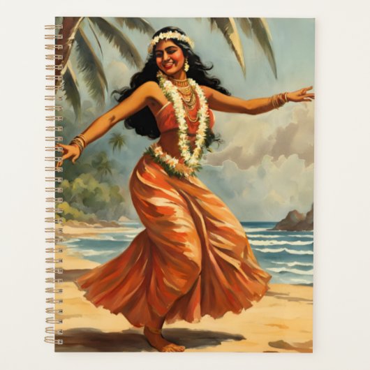 Vintag Style Hawaiian Travel Hula Girl Dancing Planer (Vorderseite)