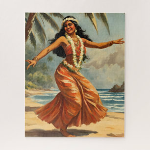 Vintag Style Hawaiian Travel Hula Girl Dancing Puzzle