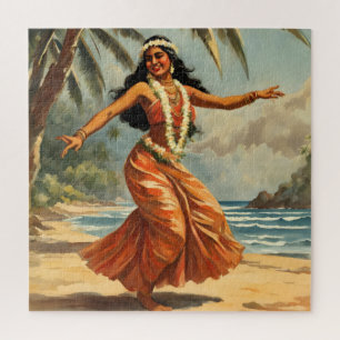 Vintag Style Hawaiian Travel Hula Girl Dancing Puzzle
