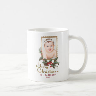 Vintag Style Holly   Frohe Weihnachten   FOTO Kaffeetasse