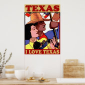 Vintag Style I Liebe Texas Poster (Küche)