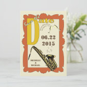 Vintag Style Jazz Save the Date Einladung (Stehend Vorderseite)