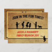 Vintag Style Jumprope Silhouette Family Wiedersehe Einladung (Vorne/Hinten)