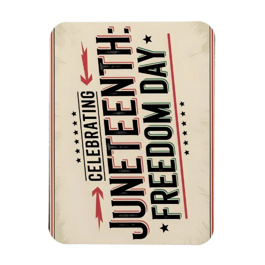 Vintag Style Juneteente Celebration Typografy Magnet (Vertikal)