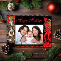 Vintag Style Krampus Family Holiday Postkarte