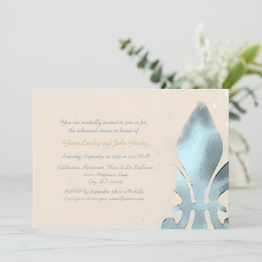 Vintag Style Lilie Probe Abendessen Einladung (Stehend Vorderseite)