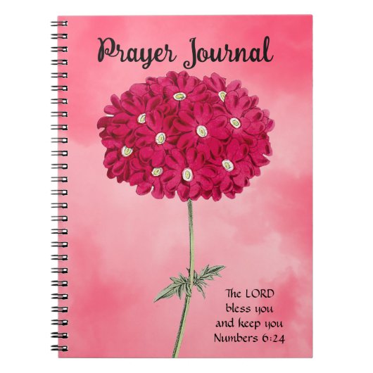 Vintag Style Magenta Hydrangea Prayer Journal Notizblock (Vorderseite)
