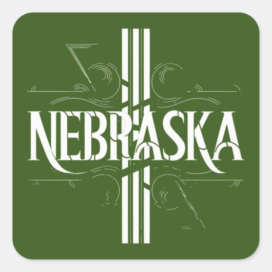 Vintag Style Nebraska Textdesign Quadratischer Aufkleber (Vorderseite)