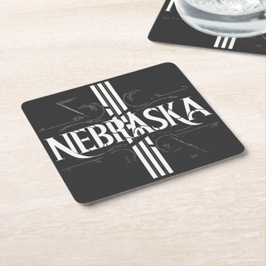 Vintag Style Nebraska Textdesign Rechteckiger Pappuntersetzer (angewinkelt)