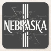 Vintag Style Nebraska Textdesign Rechteckiger Pappuntersetzer (Vorderseite)