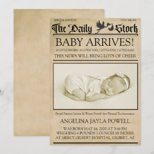 Vintag Style Newsletter Geburtsankündigung Einladung