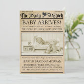 Vintag Style Newsletter Geburtsankündigung Einladung (Stehend Vorderseite)