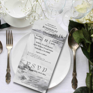 Vintag Style Niagara Falls Schwarz-weiße E-Mail All In One Einladung