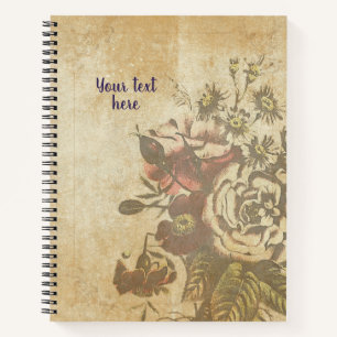Vintag-Style-Notebook mit Bengalischen Rose Design Notizblock