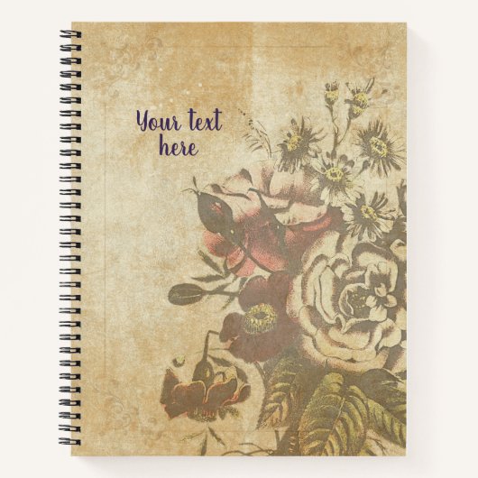 Vintag-Style-Notebook mit Bengalischen Rose Design Notizblock (Vorderseite)