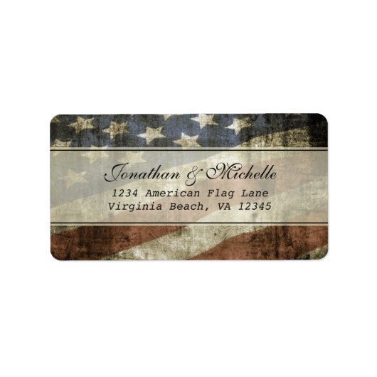 Vintag Style Patriotic American Flag Address Adressaufkleber (Vorne)