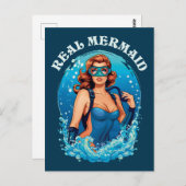 Vintag Style Real Mermaid - Female Scuba Diver Postkarte (Vorne/Hinten)