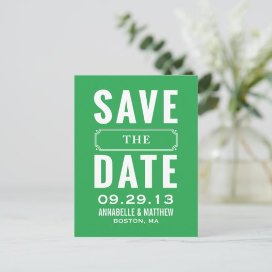 Vintag Style Save the Date Postkarte (Stehend Vorderseite)