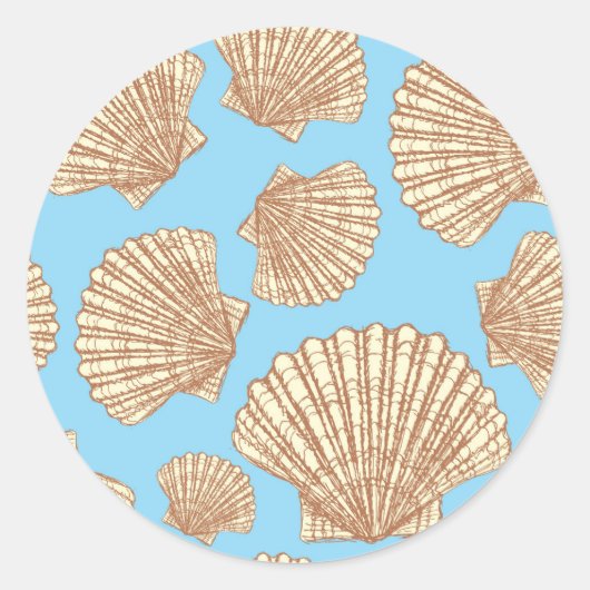 Vintag Style Seashell Pattern Runder Aufkleber (Vorderseite)