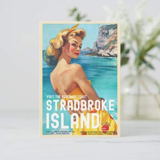 Vintag Style Stradbroke Island Travel Card (Stehend Vorderseite)
