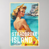 Vintag Style Stradbroke Island Travel Poster (Vorne)
