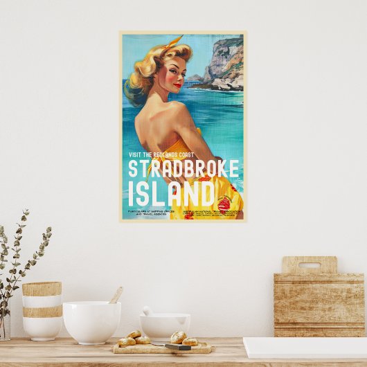 Vintag Style Stradbroke Island Travel Poster (Küche)