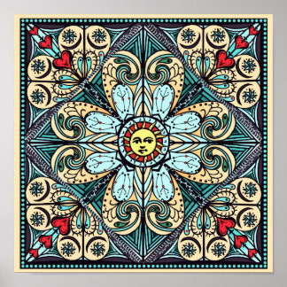 Vintag Style Sun Mandala Poster