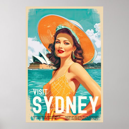 Vintag Style Sydney Travel Poster (Vorne)