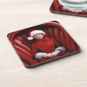 Vintag Stylish Mrs Claus Getränkeuntersetzer (Linke Seite)