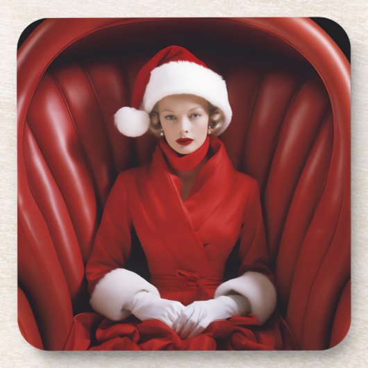 Vintag Stylish Mrs Claus Getränkeuntersetzer (Vorderseite)