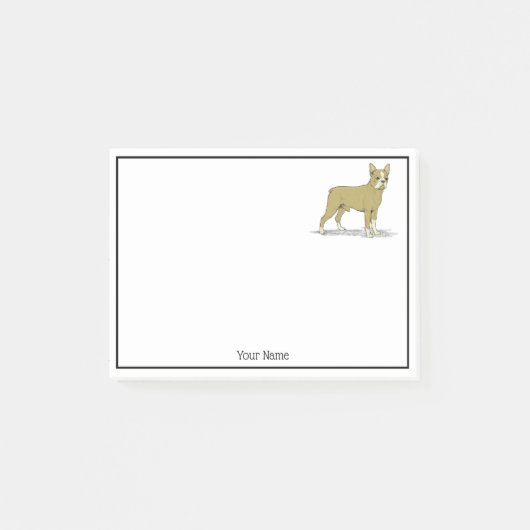 Vintag Stylisierte French Bulldog C Post-it Klebezettel (Vorderseite)