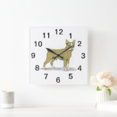 Vintag Stylisierte French Bulldog C Quadratische Wanduhr (Zuhause)