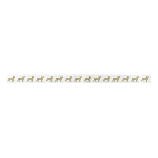 Vintag Stylisierte French Bulldog C Satinband (Vorderseite)