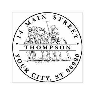 Vintag Stylisierte Polo-Match #1 Namensadresse Permastempel