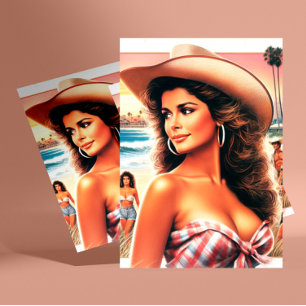 Vintag Summer Cowgirl Postkarte