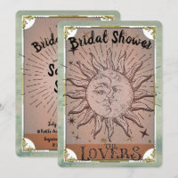 Vintag Sun Moon Duality Lovers Tarot Bridal Invit
