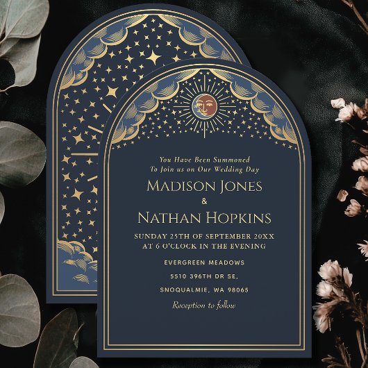 Vintag Sun Moon Tarot Arch Hochzeit Einladung