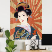Vintag Sun Rays Japanisch Geisha Retro Poster (Heimbüro)