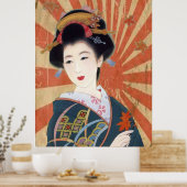 Vintag Sun Rays Japanisch Geisha Retro Poster (Küche)
