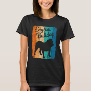 Vintag Sunset English Bulldog Hund Haustier Besitz T-Shirt