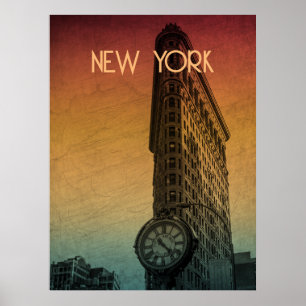 Vintag Sunset Flatiron Architecture New York Poster