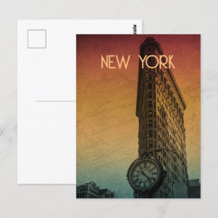 Vintag Sunset Flatiron Architecture New York Postkarte